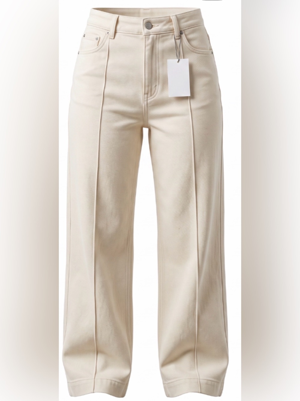 Zara Cream Wide-Leg Jeans with Front Seams
